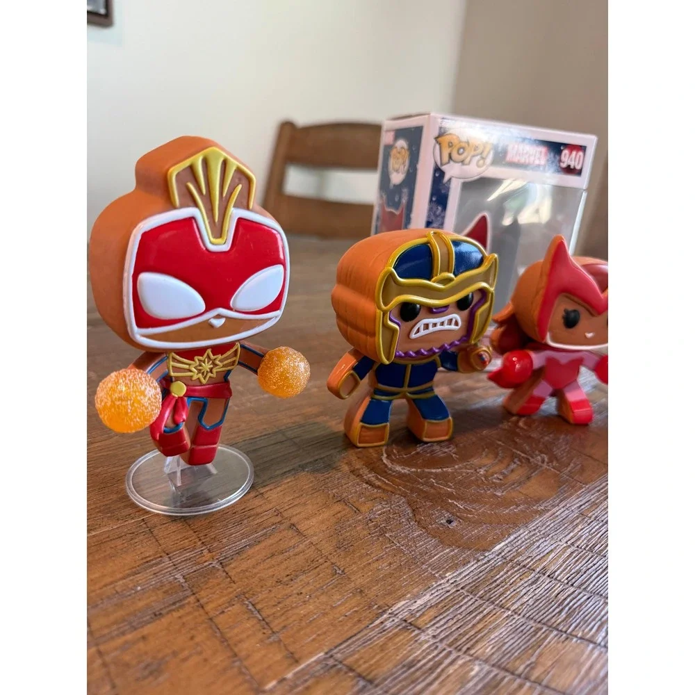 LOT Funko Pop Marvel Gingerbread Holiday Thor Thanos Scarlet Witch‎ Panther MCU